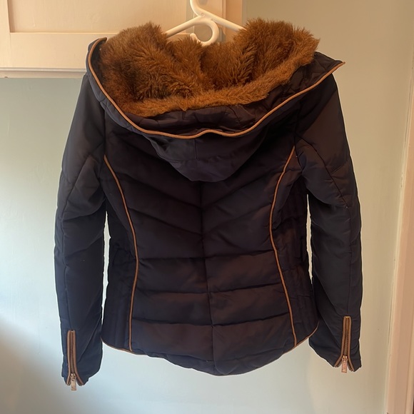 Zara Basic Goose Down Navy Winter Jacket - Picture 2 of 9